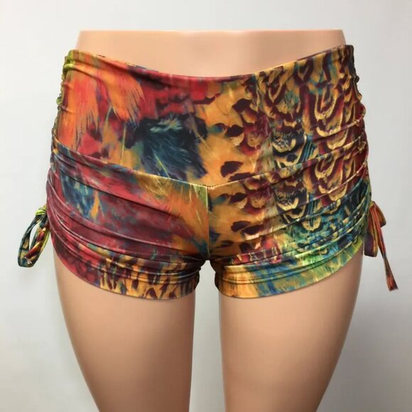 SXYfitness Pants - Hot Yoga Sexy Shorts swim Feather Festival Print Made in USA SXYfitness